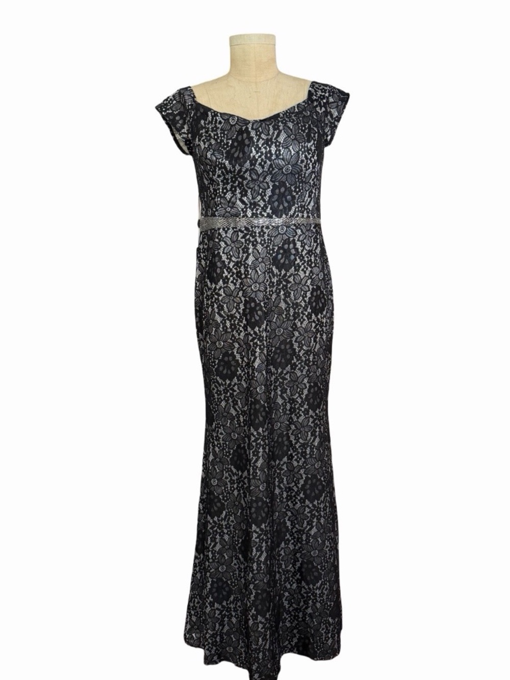 Ever-Pretty Women's Lace Sparkling Rhinestones Evening Gown Black  14